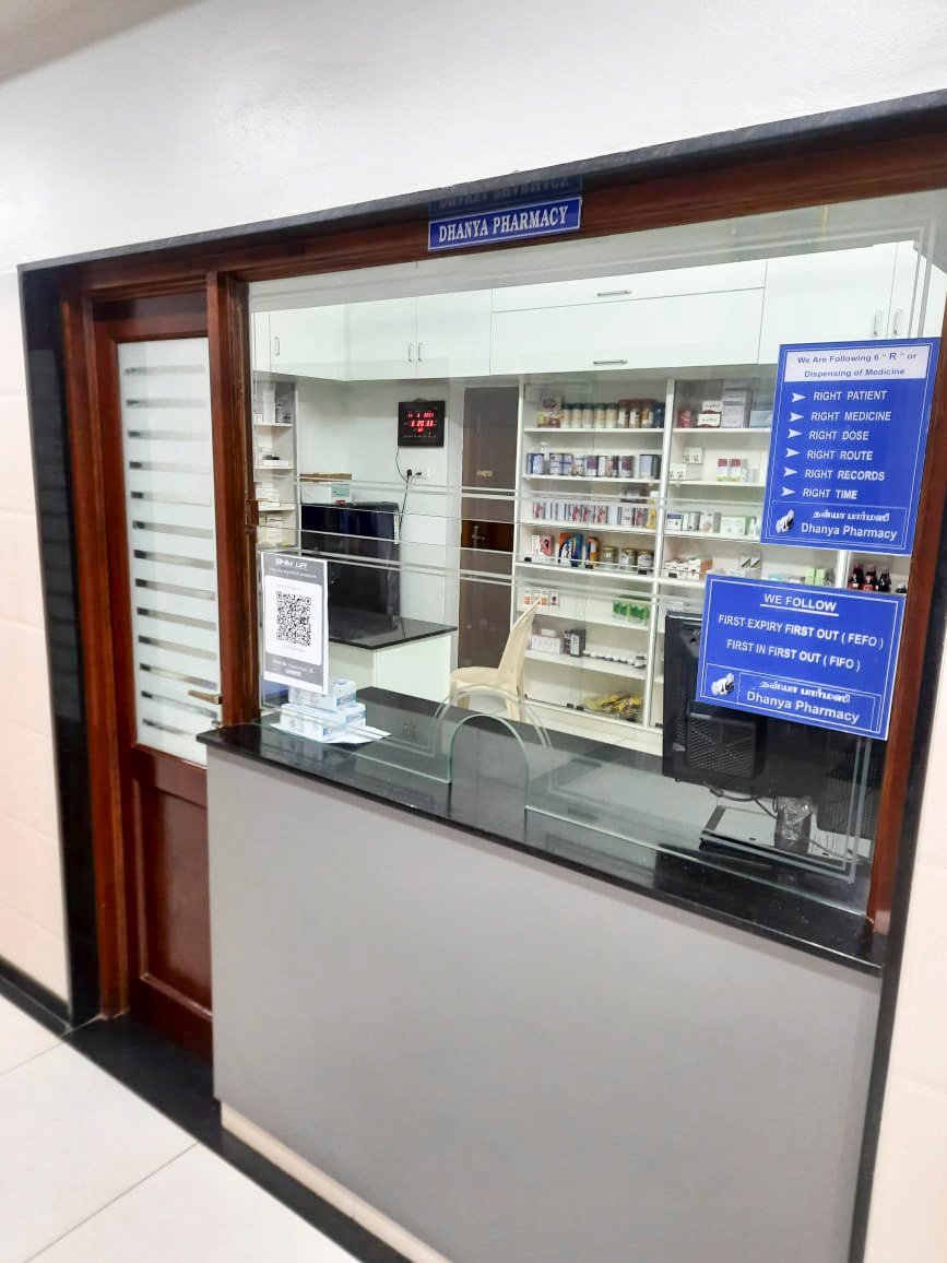 Dhanya Speciality Hospital pharmacy counter